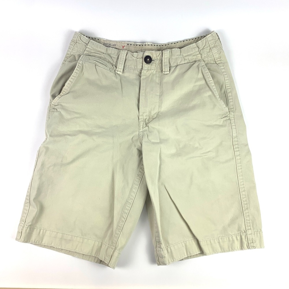American Eagle‎ Outfitters AEO Longer Length Mens Shorts Sz 28 Flat Front Chino